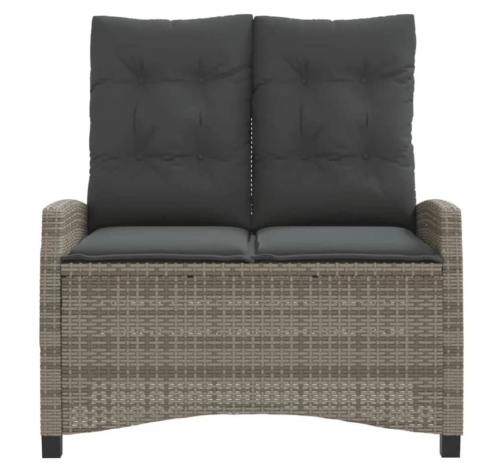 vidaXL Gartenbank Grau Poly Rattan mit Kissen Verstellbar - Bild 3