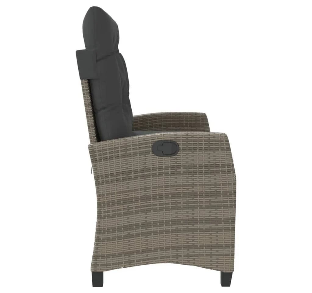 vidaXL Gartenbank Grau Poly Rattan mit Kissen Verstellbar - Bild 4