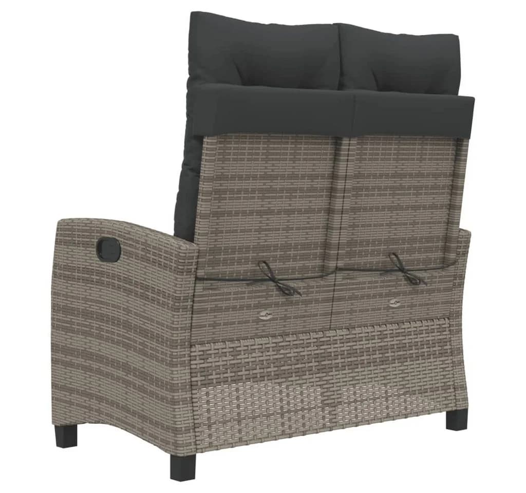vidaXL Gartenbank Grau Poly Rattan mit Kissen Verstellbar - Bild 5