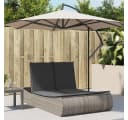 vidaXL Doppel-Sonnenliege Grau PE-Rattan mit Kissen Bild 1