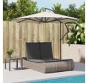 vidaXL Doppel-Sonnenliege Grau PE-Rattan mit Kissen Bild 3