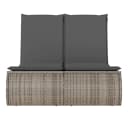 vidaXL Doppel-Sonnenliege Grau PE-Rattan mit Kissen Bild 4