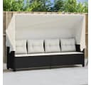 vidaXL Gartenliege mit Dach und Kissen Schwarz Poly Rattan Bild 1