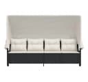 vidaXL Gartenliege mit Dach und Kissen Schwarz Poly Rattan Bild 5