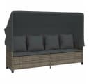 vidaXL Gartenliege mit Dach und Kissen Grau PE-Rattan Bild 2