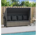 vidaXL Gartenliege mit Dach und Kissen Grau PE-Rattan Bild 3