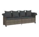 vidaXL Gartenliege mit Dach und Kissen Grau PE-Rattan Bild 4
