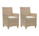 vidaXL Gartenstuhl 2 Stk. Beige Poly Rattan mit Kissen Bild 2