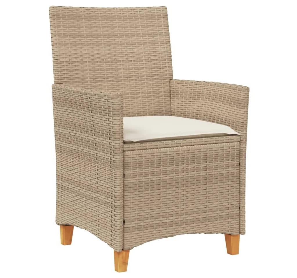 vidaXL Gartenstuhl 2 Stk. Beige Poly Rattan mit Kissen - Bild 4