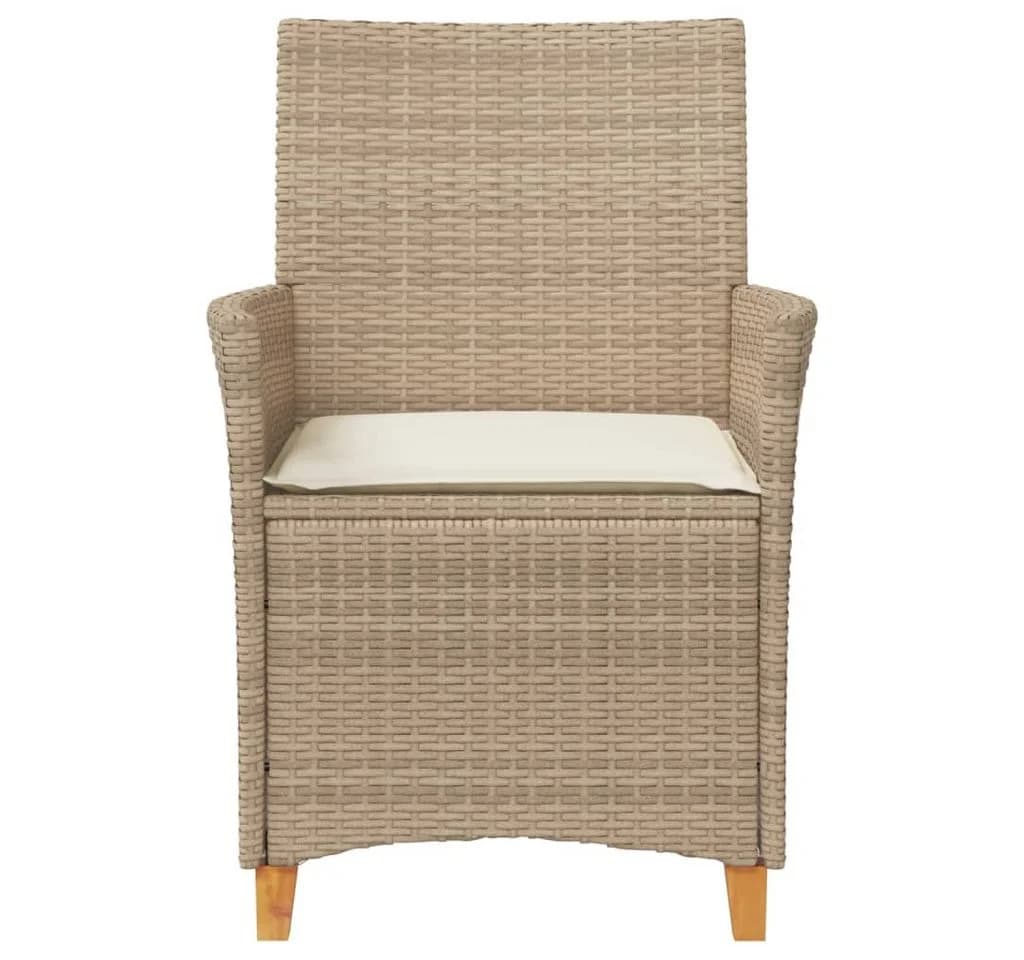 vidaXL Gartenstuhl 2 Stk. Beige Poly Rattan mit Kissen - Bild 5
