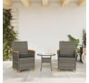 vidaXL Gartenstuhl mit Kissen 2er-Set Grau Poly Rattan Massivholz Bild 3