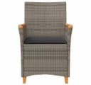 vidaXL Gartenstuhl mit Kissen 2er-Set Grau Poly Rattan Massivholz Bild 5