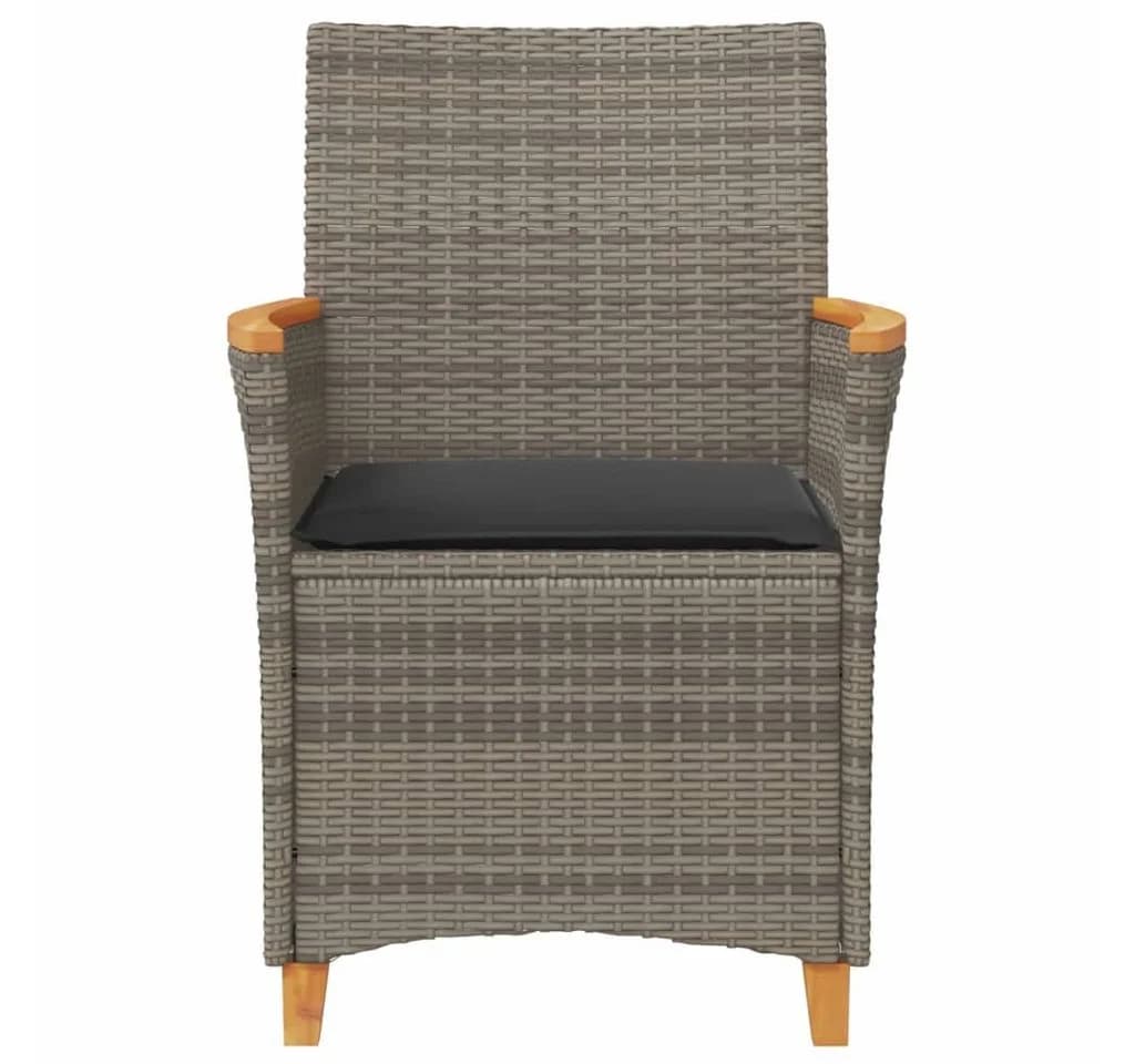 vidaXL Gartenstuhl mit Kissen 2er-Set Grau Poly Rattan Massivholz - Bild 5