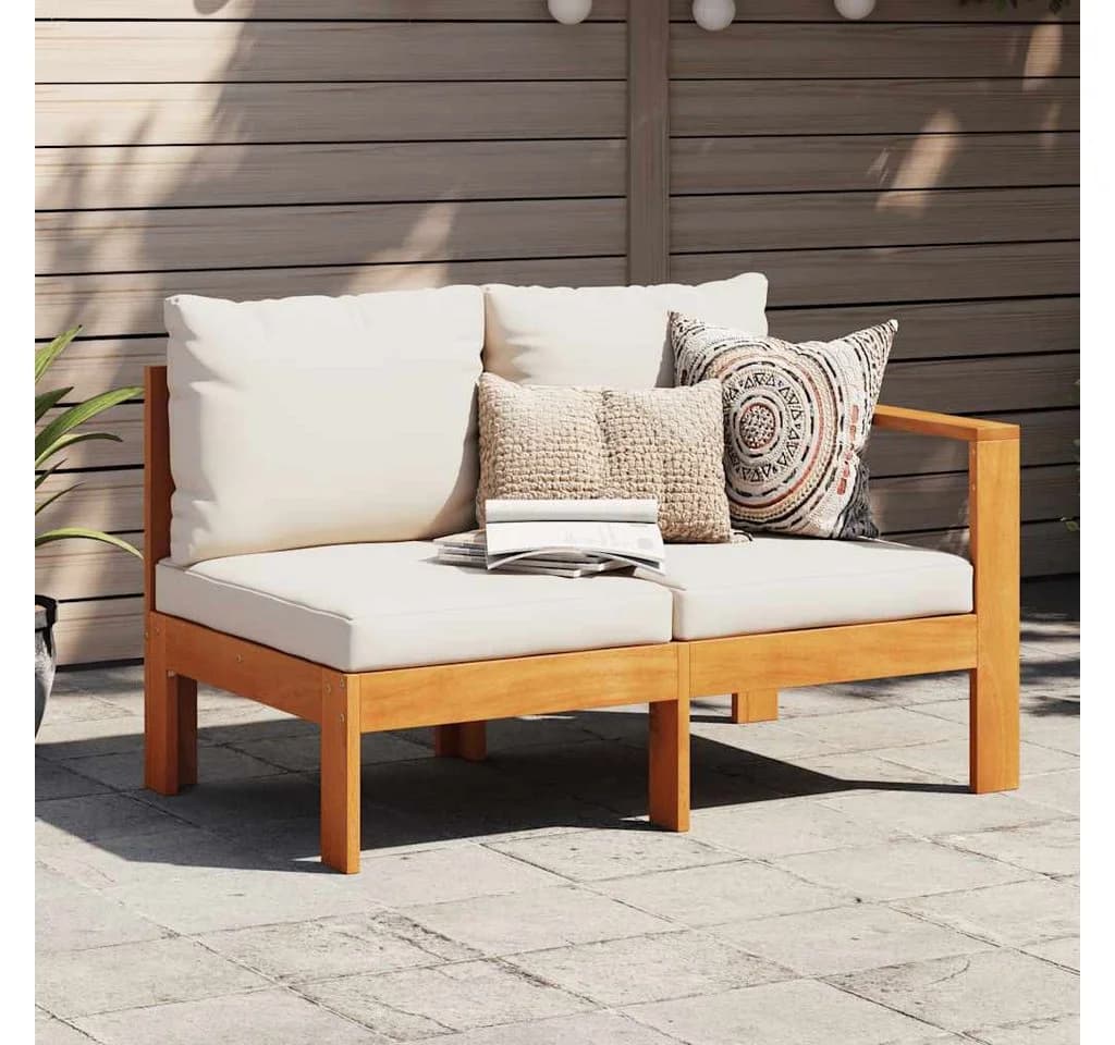 vidaXL Gartensofa 2-Sitzer mit 1 Armlehne Akazienholz Cremeweiß