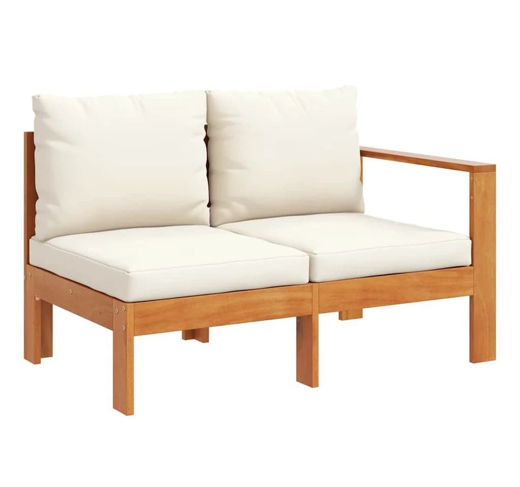 vidaXL Gartensofa 2-Sitzer mit 1 Armlehne Akazienholz Cremeweiß - Bild 2