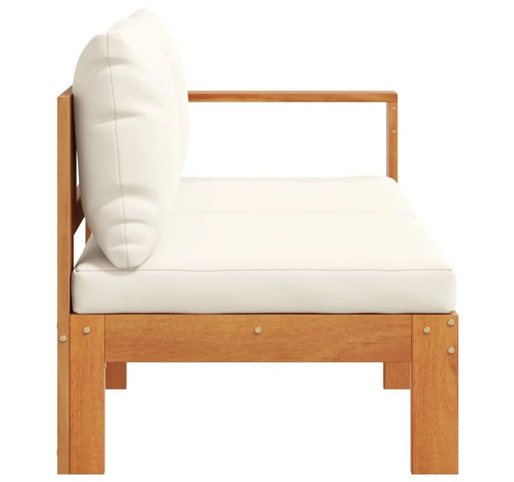 vidaXL Gartensofa 2-Sitzer mit 1 Armlehne Akazienholz Cremeweiß - Bild 5