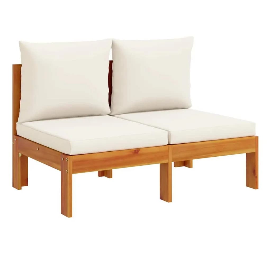 vidaXL Sofaelement Gartensofa ohne Armlehnen mit Kissen 2-Sitzer Massivholz - Bild 2