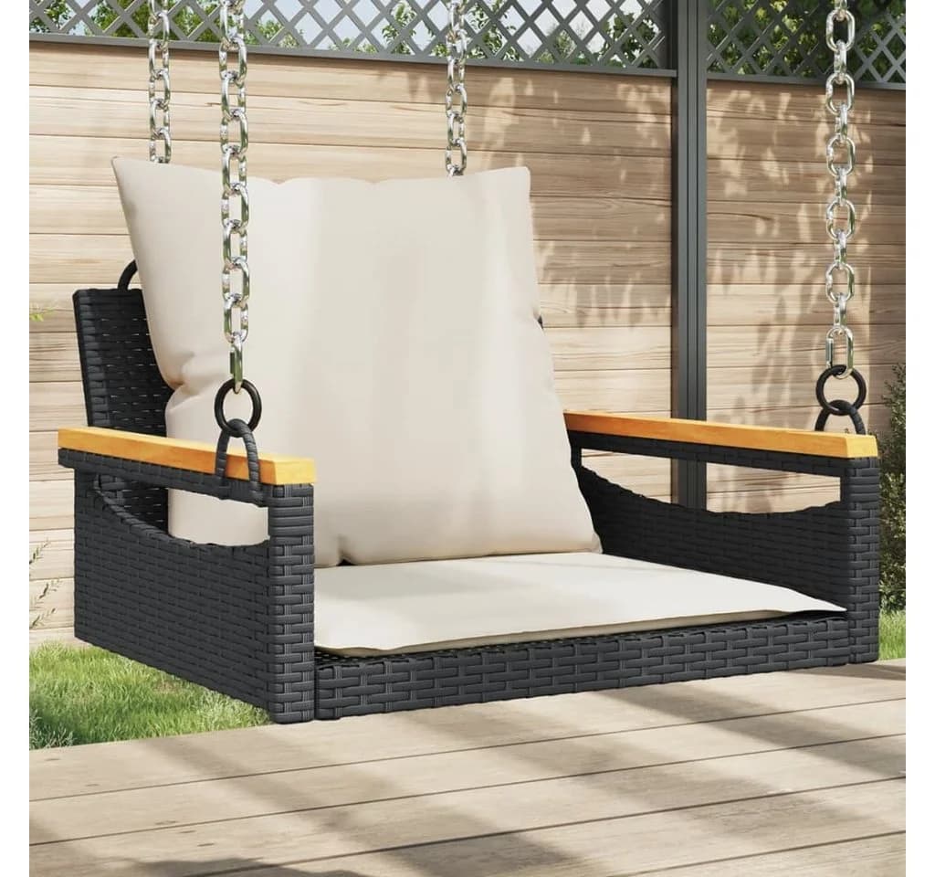 vidaXL Hängesessel mit Kissen Schwarz Poly Rattan - Bild 2