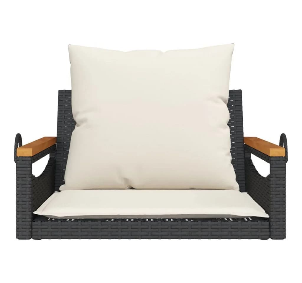 vidaXL Hängesessel mit Kissen Schwarz Poly Rattan - Bild 4