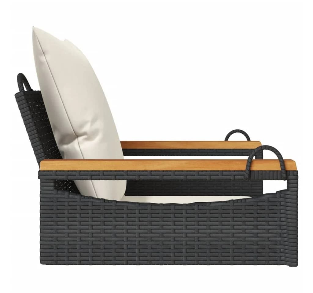 vidaXL Hängesessel mit Kissen Schwarz Poly Rattan - Bild 5