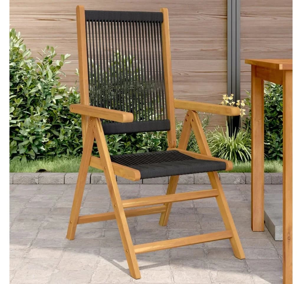 vidaXL Gartenstuhl 2er Set Schwarz Massivholz Polypropylen