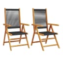 vidaXL Gartenstuhl 2er Set Schwarz Massivholz Polypropylen Bild 2