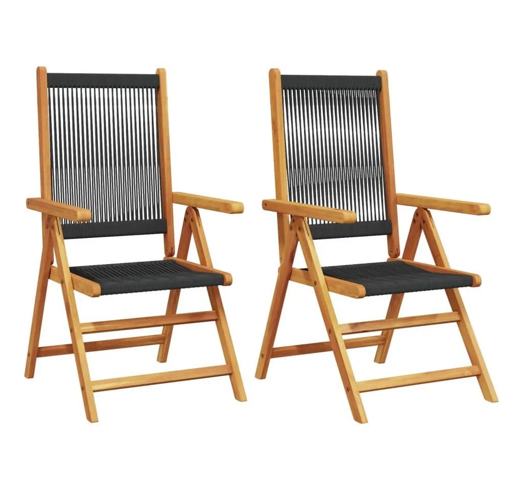 vidaXL Gartenstuhl 2er Set Schwarz Massivholz Polypropylen - Bild 2