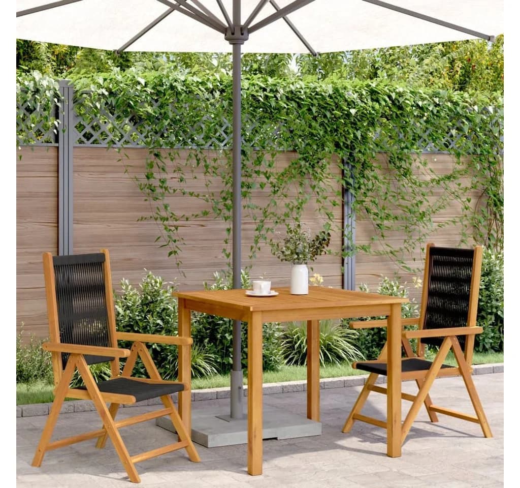 vidaXL Gartenstuhl 2er Set Schwarz Massivholz Polypropylen - Bild 3