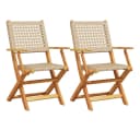 vidaXL Gartenstuhl 2er-Set Beige Massivholz Poly Rattan Klappbar Bild 2
