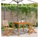 vidaXL Gartenstuhl 2er-Set Beige Massivholz Poly Rattan Klappbar Bild 3