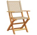 vidaXL Gartenstuhl 2er-Set Beige Massivholz Poly Rattan Klappbar Bild 4