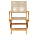 vidaXL Gartenstuhl 2er-Set Beige Massivholz Poly Rattan Klappbar Bild 5