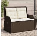 vidaXL Gartenbank Verstellbar mit Kissen Braun Poly Rattan Bild 1