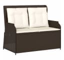 vidaXL Gartenbank Verstellbar mit Kissen Braun Poly Rattan Bild 2
