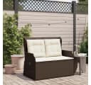 vidaXL Gartenbank Verstellbar mit Kissen Braun Poly Rattan Bild 3
