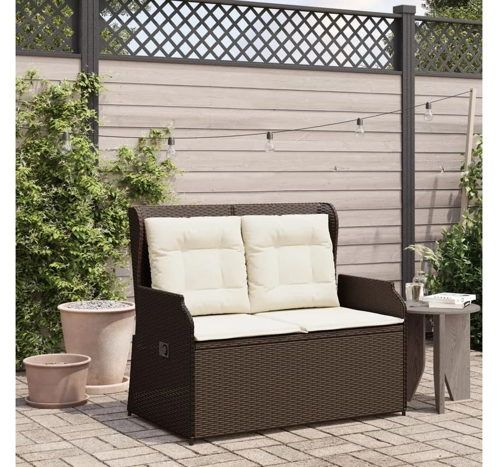 vidaXL Gartenbank Verstellbar mit Kissen Braun Poly Rattan - Bild 3