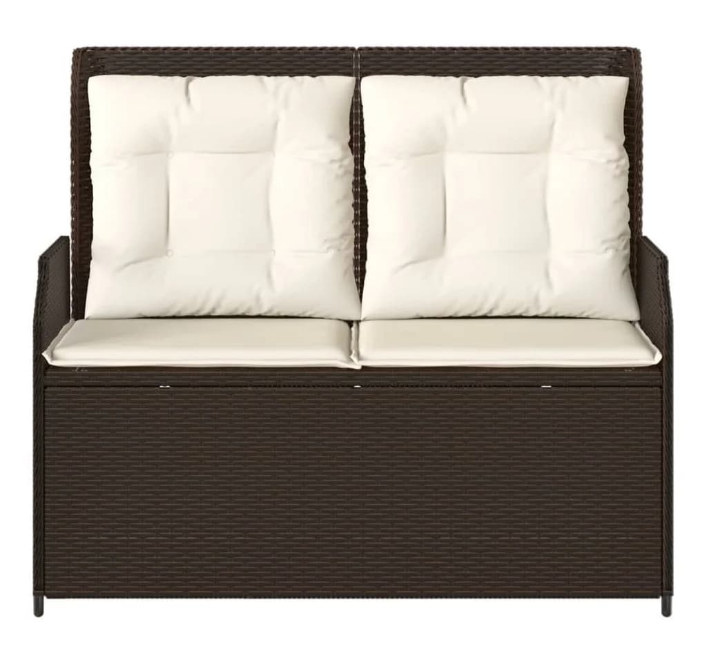 vidaXL Gartenbank Verstellbar mit Kissen Braun Poly Rattan - Bild 4