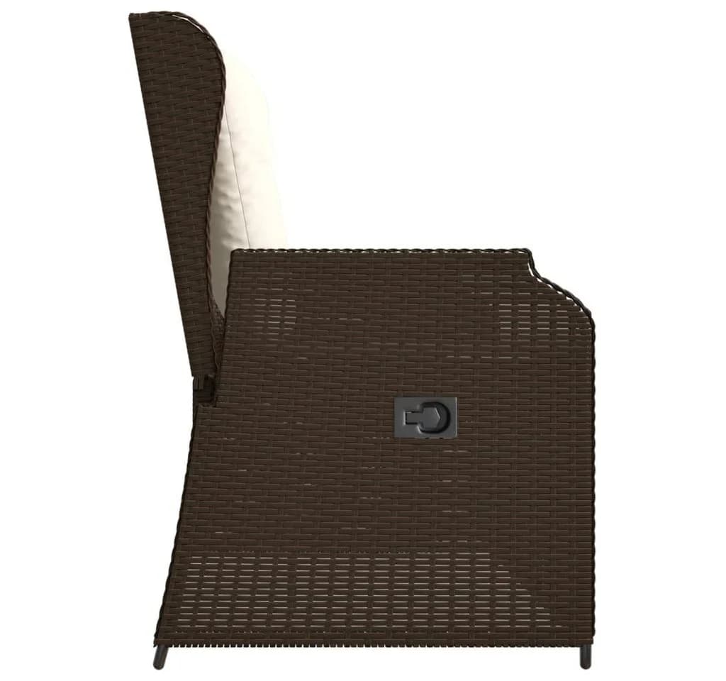 vidaXL Gartenbank Verstellbar mit Kissen Braun Poly Rattan - Bild 5