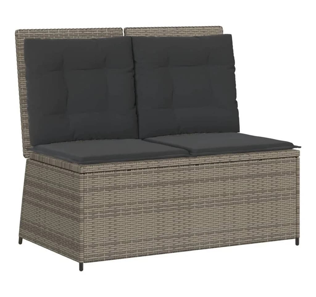 vidaXL Gartenbank Verstellbar mit Kissen Grau Poly Rattan - Bild 2
