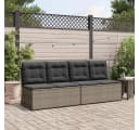 vidaXL Gartenbank Verstellbar mit Kissen Grau Poly Rattan Bild 3