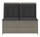 vidaXL Gartenbank Verstellbar mit Kissen Grau Poly Rattan Bild 4