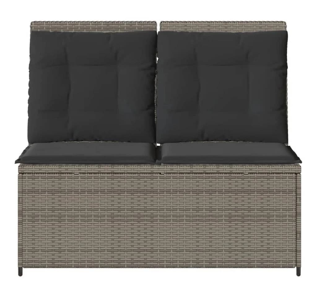 vidaXL Gartenbank Verstellbar mit Kissen Grau Poly Rattan - Bild 4