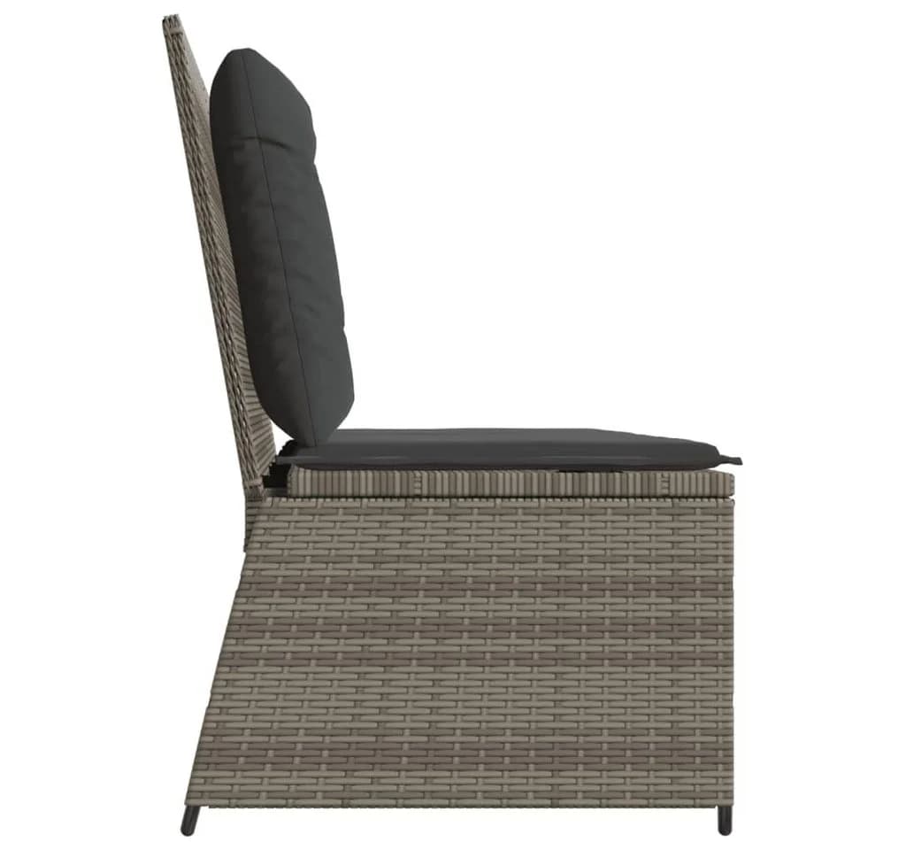 vidaXL Gartenbank Verstellbar mit Kissen Grau Poly Rattan - Bild 5