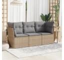 vidaXL Gartenlounge-Set 3-tlg. Beige Poly Rattan mit Kissen Bild 1