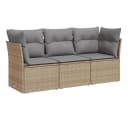 vidaXL Gartenlounge-Set 3-tlg. Beige Poly Rattan mit Kissen Bild 2