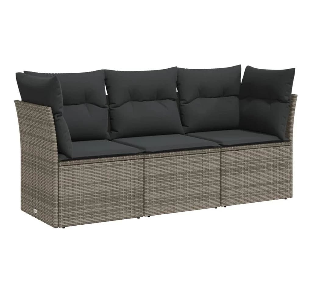 vidaXL Gartenlounge-Set 3-tlg. Grau Poly Rattan - Bild 2