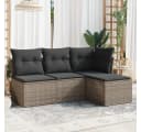 vidaXL Gartenlounge-Set 4-tlg. Grau Poly Rattan mit Kissen Bild 1