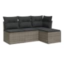 vidaXL Gartenlounge-Set 4-tlg. Grau Poly Rattan mit Kissen Bild 2