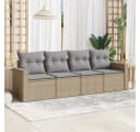vidaXL Garten-Sofagarnitur 4-tlg. Beige Poly Rattan mit Kissen Bild 1