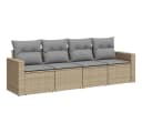 vidaXL Garten-Sofagarnitur 4-tlg. Beige Poly Rattan mit Kissen Bild 2